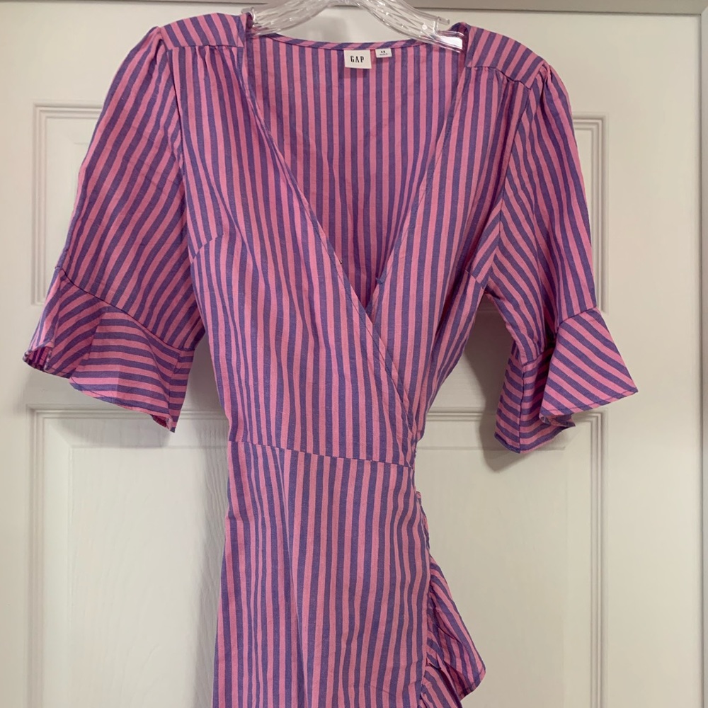 Gap Striped Wrap Dress